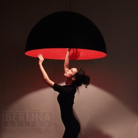 Купольный светильник полусфера 95 см абажур на тросе винтаж Чёрный с красным
