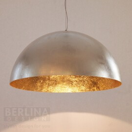Купольный светильник полусфера 70 см абажур на тросе серебро поталь (графит) - золото поталь
