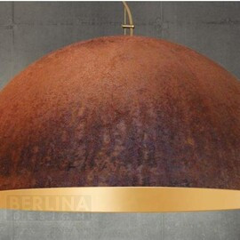 Светильник купол полусфера полушар Ржавый Король, абажур полукруглый на тросе, натурально ржавый светильник с золотом, Ø - 70, 90, 95, 120, 150, 230 см.
