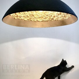 Винтажный светильник полусфера/купол черно-золотой в стиле лофт, большой 86 см